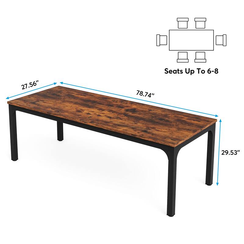 Dining Table for 6-8 Person, 78 inch Long Rectangular Kitchen Dining Table
