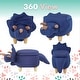 preview thumbnail 4 of 14, Critter Sitters 15-In. Seat Height Denim Blue Triceratops Dino Storage Ottoman, Furniture for Nursery, Bedroom, and Playroom