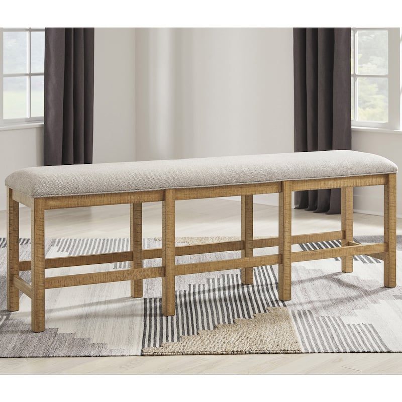 Signature Design by Ashley Havonplane Brown/Gray 72" Counter Height Dining Bench - 72.5" W x 17.5" D x 25.63" H - 72.5" W x 17.5" D x 25.63" H - Single - Grey - Counter Height