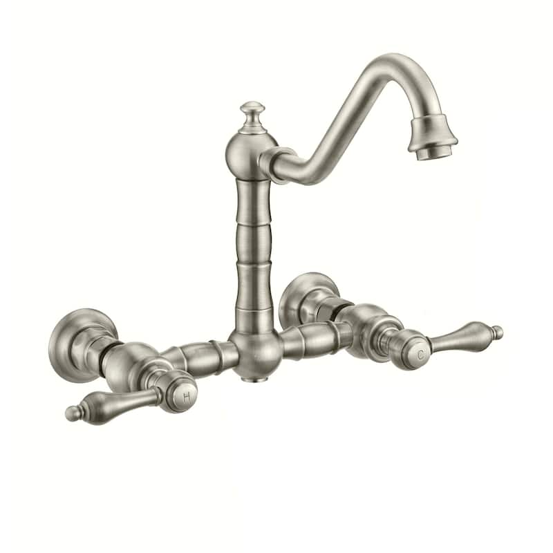Vintage III Plus Wall Mount Faucet with a Long Traditional Swivel Spout, Lever Handles and Solid Side Spray