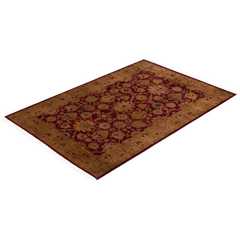 Overdyed One-of-a-Kind Hand-Knotted Area Rug - Red - 4' 1" x 6' 0"