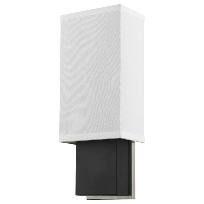 Modern Rectangular Wall Sconce with White Linen Shade and Hardwired Metal Sconce for Hallway - 15.5" H x 6" W x 4" D
