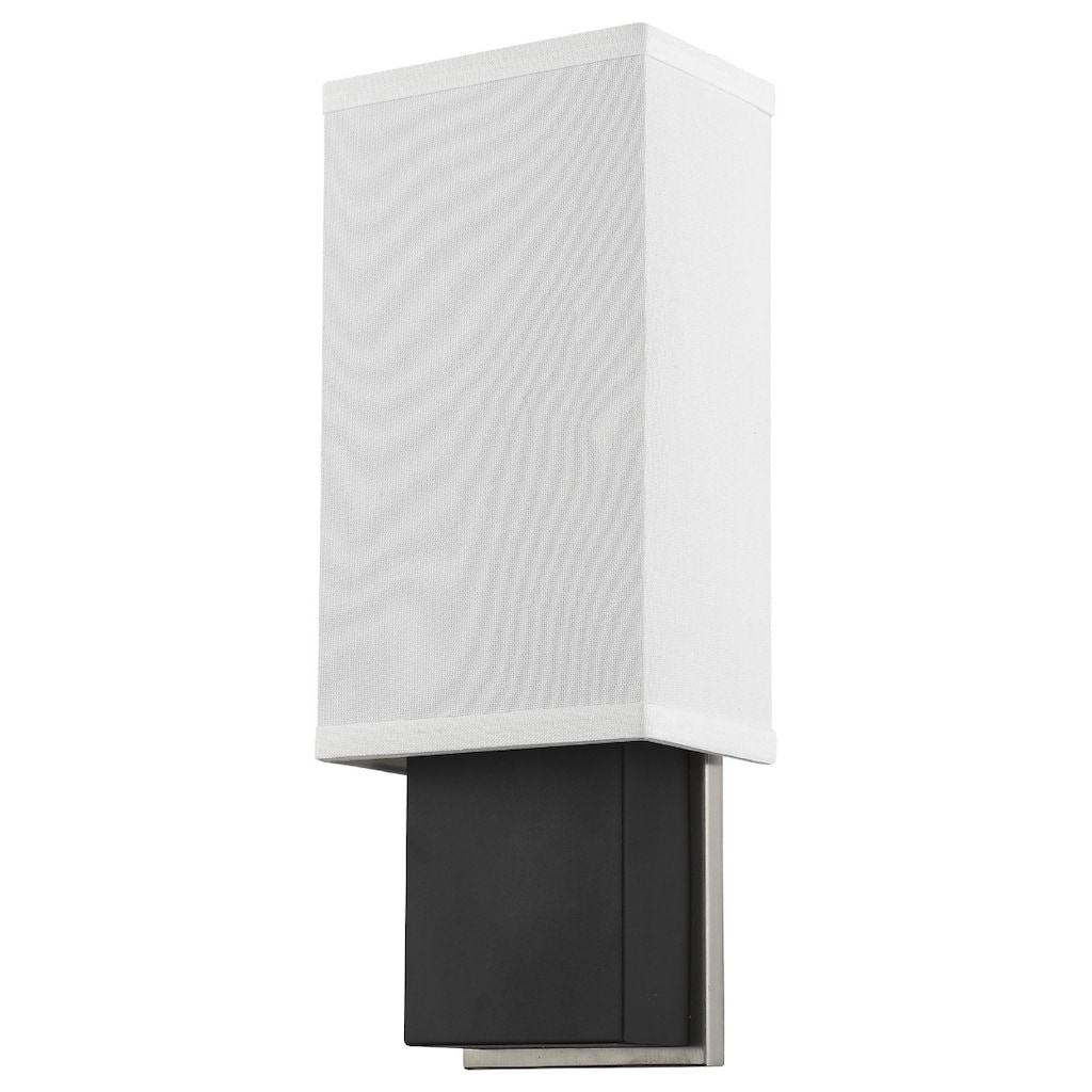 Modern Rectangular Wall Sconce with White Linen Shade and Hardwired Metal Sconce for Hallway - 15.5" H x 6" W x 4" D