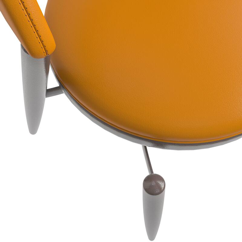 Venice Upholstered Leather Dining Chair (Set of 2) Open Back Accent Side Chair with Iron Legs
