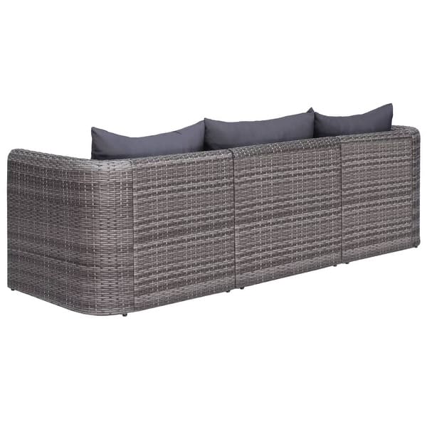 Vidaxl 3 Piece Garden Sofa Set With Cushions Gray Poly Rattan Vidaxl 3 Piece Garden Sofa Set