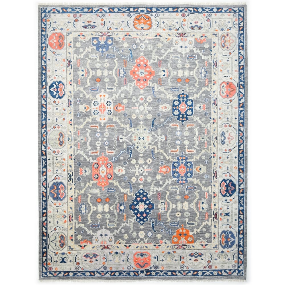 Contemporary Floral Light Gray Area Rug
