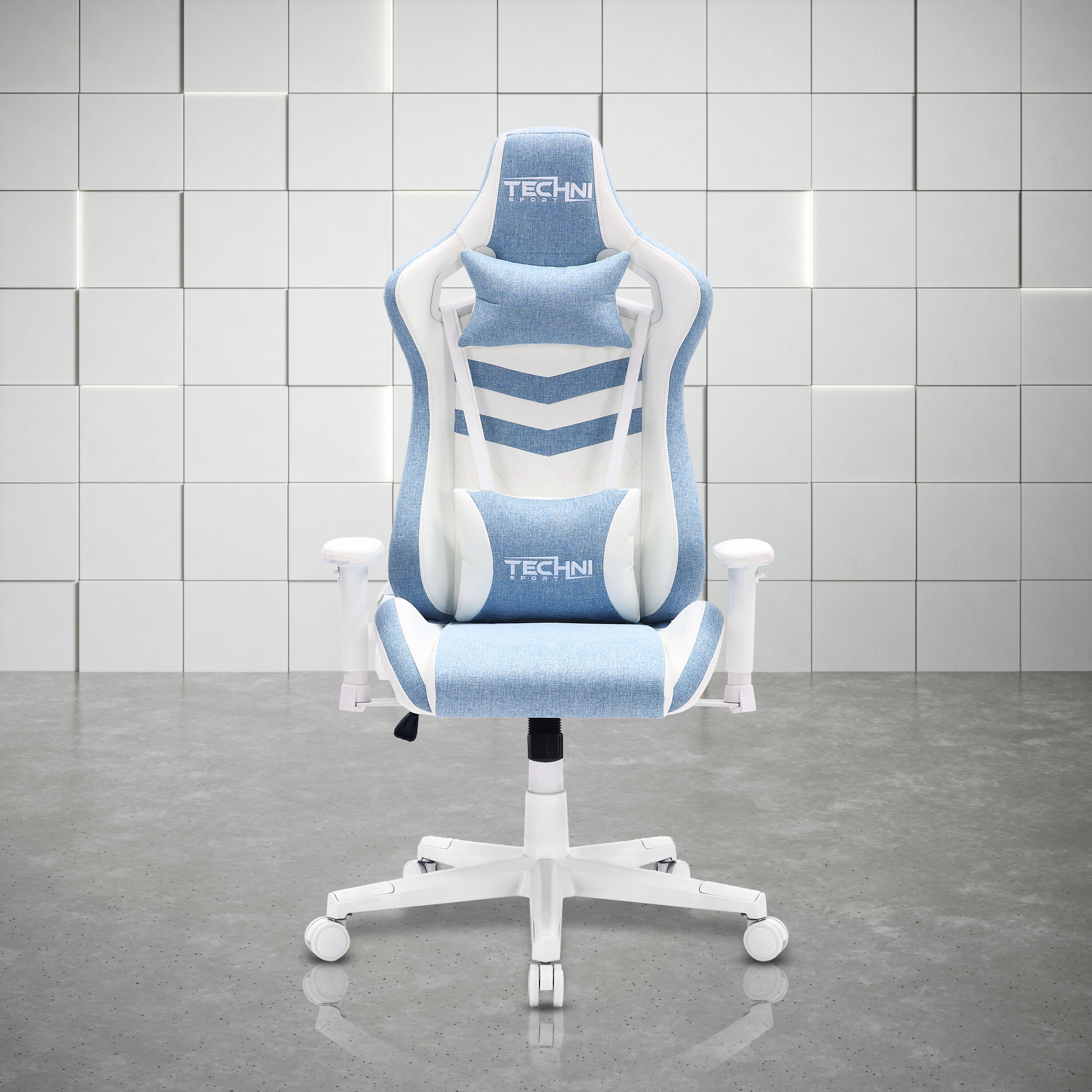 White and light blue gaming chair shop