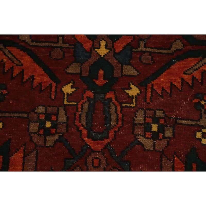 Hand Knotted Oriental 100% Wool Carpet Traditional Floral Red Heriz Runner Rug - 11' 6'' X 3' 8''