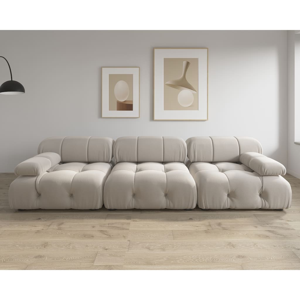 3-Seat Velvet Upholstered Sectional Sofa
