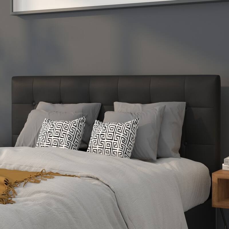 Button Tufted Upholstered Headboard - Black - Full
