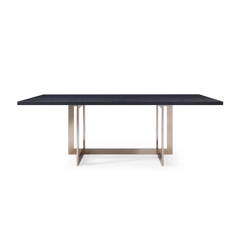 Modrest Pike Modern Black Ash & Brass Dining Table