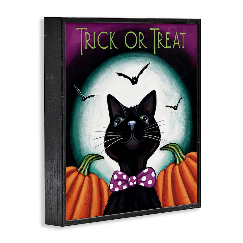 Stupell Trick Or Treat Cat Framed Giclee Art Design By Elizabeth Tyndall