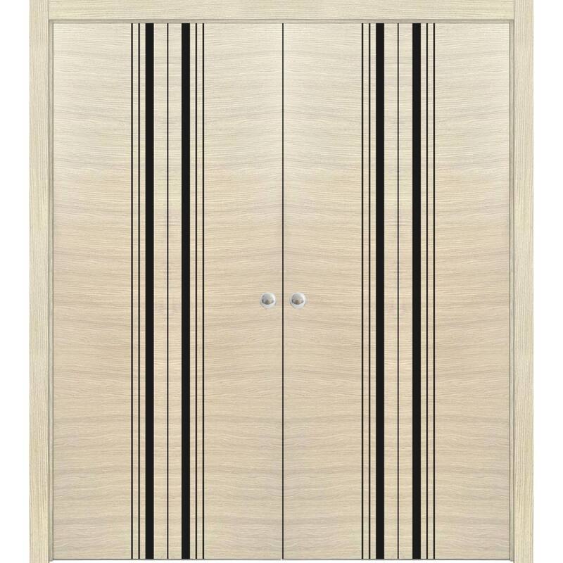 Bi-fold Doors 56 x 80 Planum 0011 Natural Veneer with Sturdy Tracks - 96" x 80" (4* 24x80)