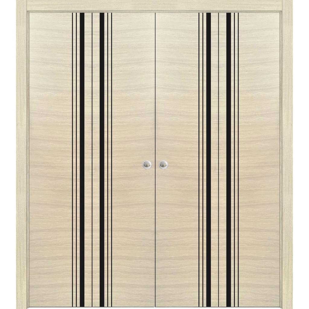 Solid French Double Doors 56 x 80 Planum 0011 Natural Veneer with