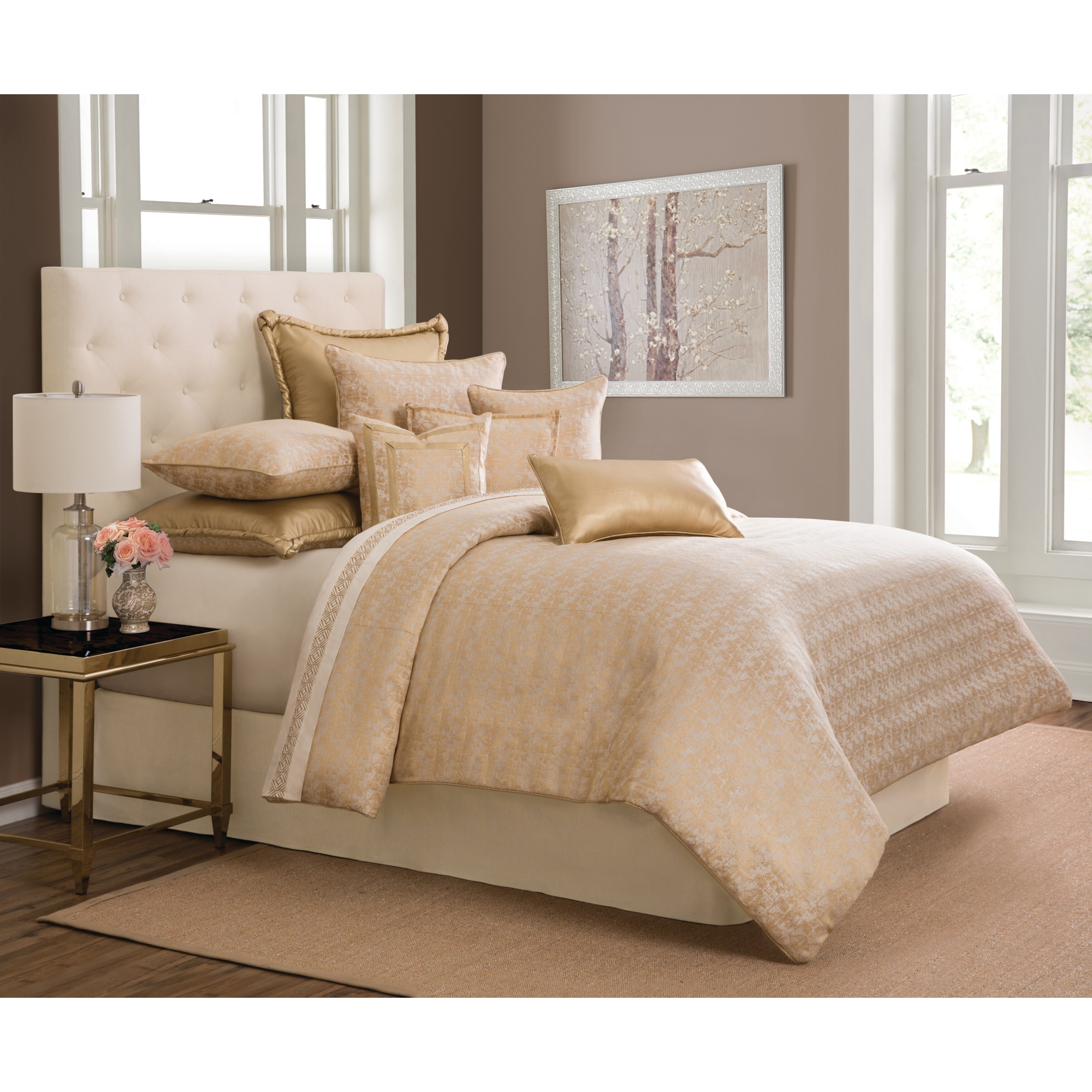 Aurora 10 Piece Gold King Comforter Set Overstock 28944755