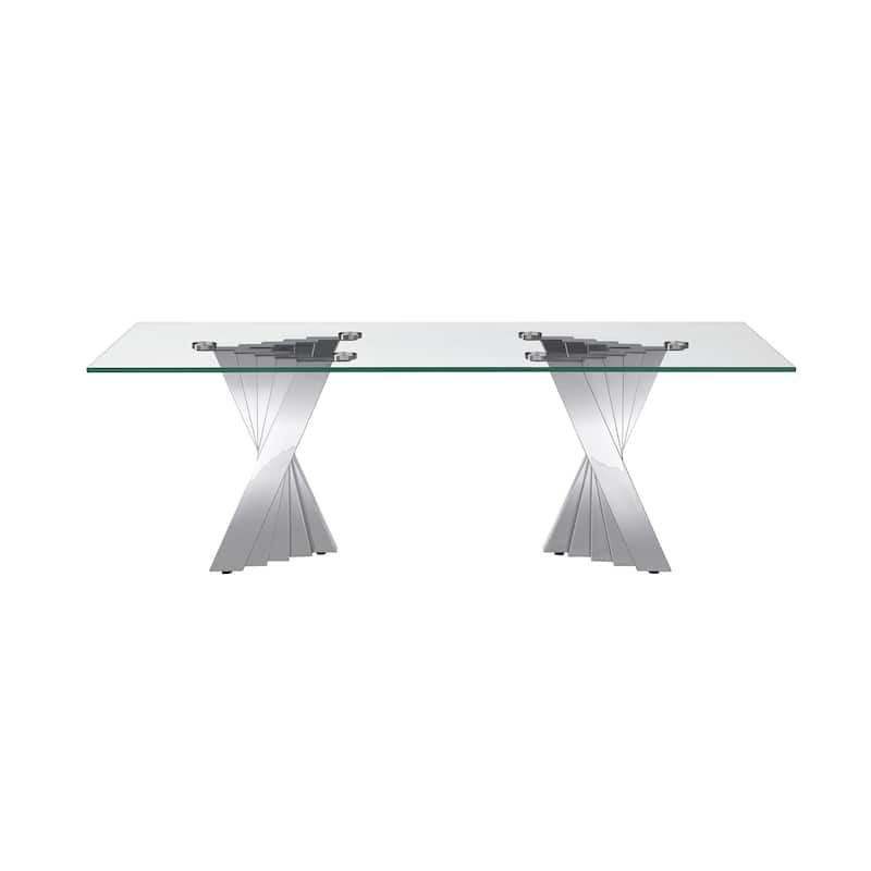 Tempered Glass Top Coffee Table with Gold Mirror Finish Stainless Steel Base