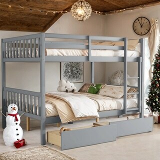 Bunk Bed with 2 Storage Drawers Under Bed,Detachable Beds,Full over Full for Bedroom