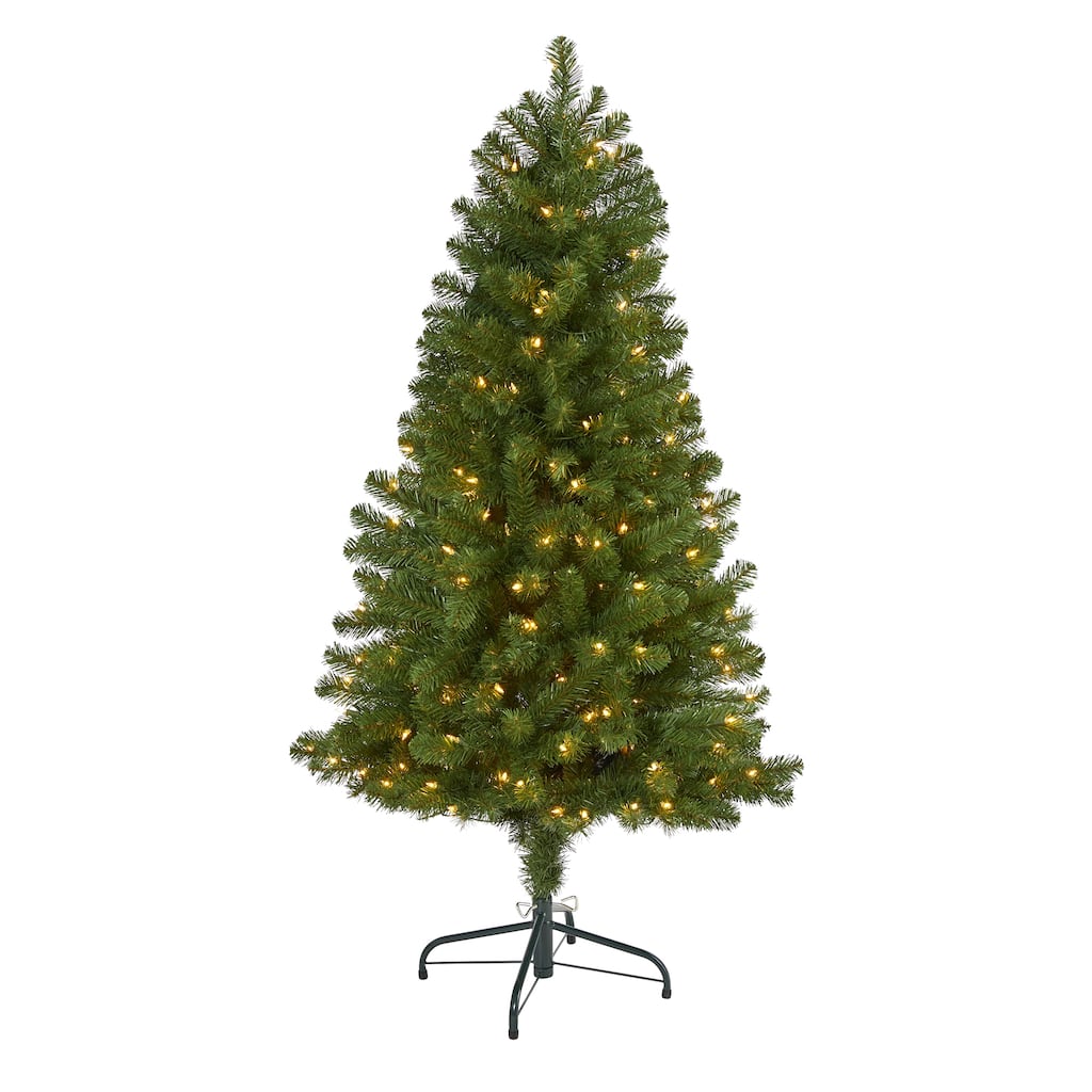 5’ Pre-Lit Virginia Fir Artificial Christmas Tree, Clear Lights - 5 Foot