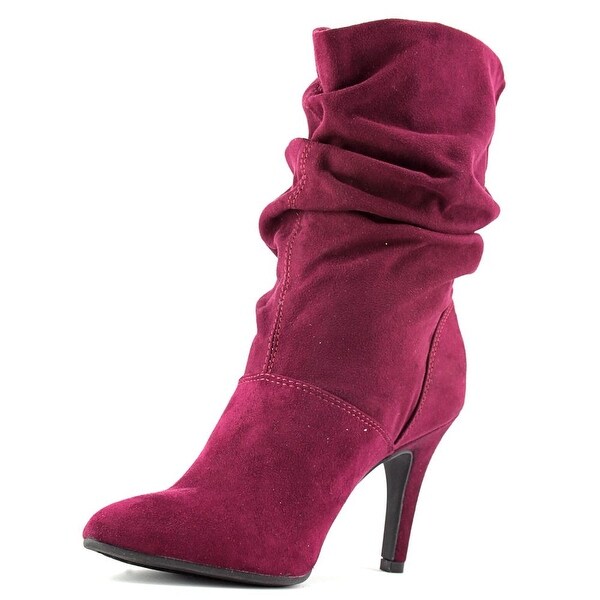 Style & Co Adelay Women Pointed Toe Canvas Burgundy Mid Calf Boot