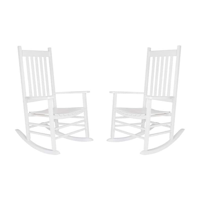 Heritage Solid Wood Outdoor Patio Rocking Chair Rocker (Set of 2) - White