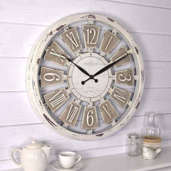 FirsTime & Co.® Antique Farmhouse Plaques Wall Clock, American Crafted, Antique White, Plastic, 20 x 2 x 20 in - 20 x 2 x 20 in. Opens flyout.