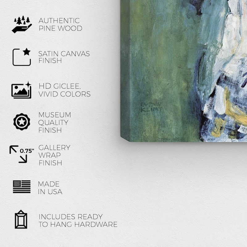Wynwood Studio Canvas Fashion Gustav Klimt - Portrait of a Lady Green and Dark Green Modern & Contemporary Wall Art Canvas Print