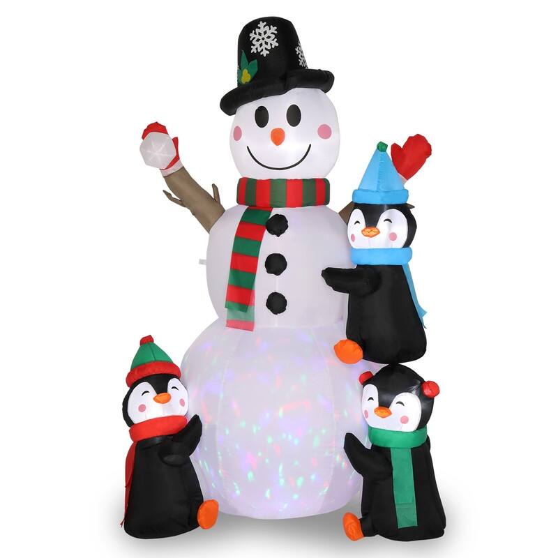 6 Ft. Christmas Snowman Inflatables Outdoor Decoration with LED Lights - Polyester - White