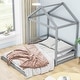 preview thumbnail 2 of 6, Wooden Full Size House Kids Bed Frame with Guardrail for Fun Sleeping Space, Safety Guaranteed, Easy to Assemble, Grey