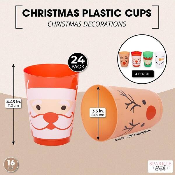 Plastic Cups for Christmas Party Supplies, Reusable Tumblers (16 oz, 24  Pack) - Bed Bath & Beyond - 35977692