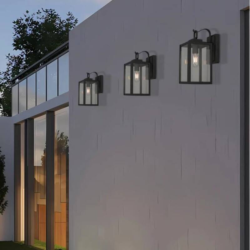 13.5'' Black Clear Glass Sconce Outdoor Integrated LED Wall Light