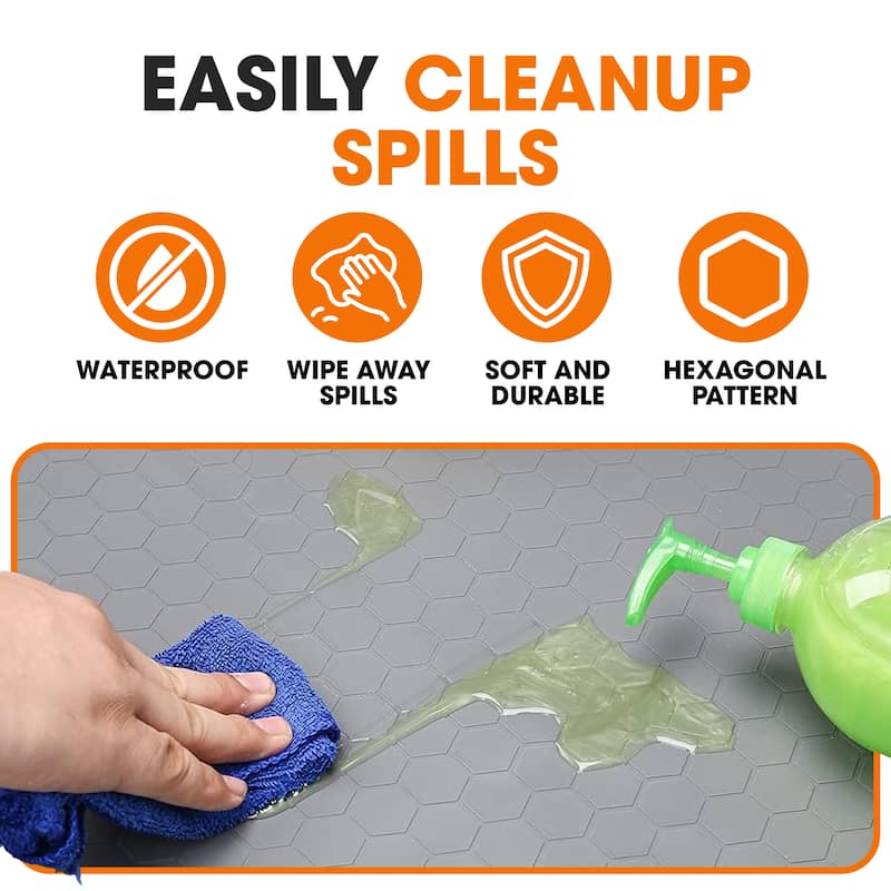 Cheer Collection Waterproof Silicone Under Sink Mat with Raised Edges