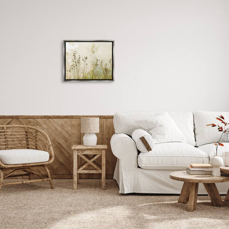 Stupell Rural Country Grasses Framed Floater Canvas Wall Art Design by Erin Marie