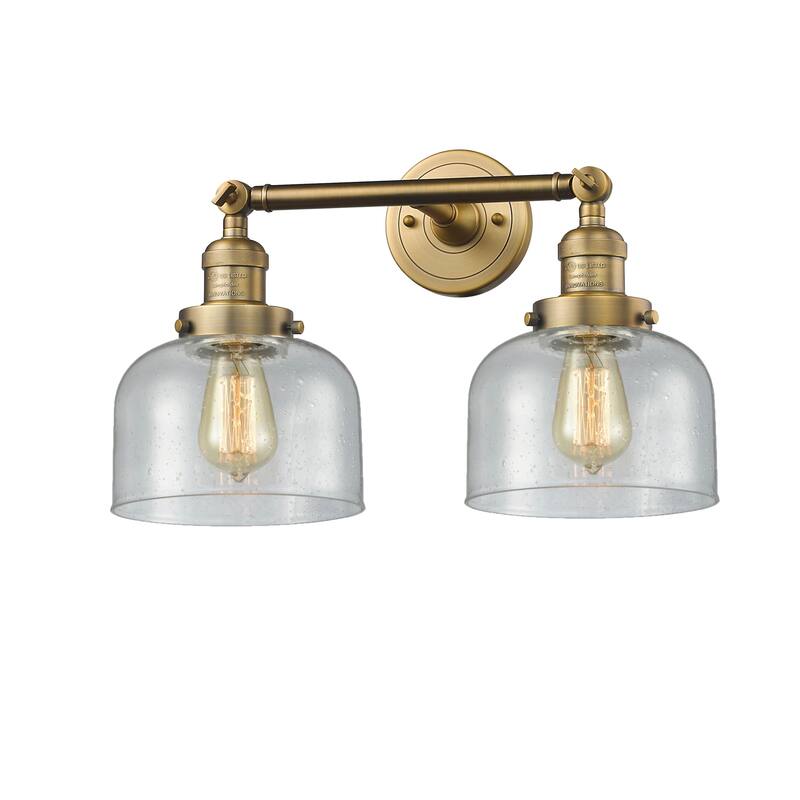 Innovations Lighting Large Bell 2 Light 19" Wide Bathroom Vanity Light - Brushed Brass / Seedy