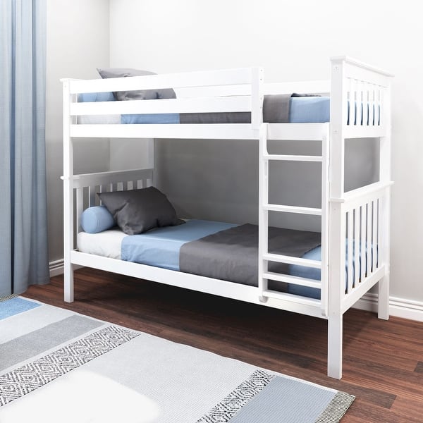 slide 2 of 12, Max and Lily Twin over Twin Solid Wood Bunk Bed White