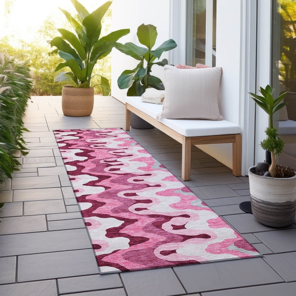 Machine Washable Indoor/ Outdoor Chantille Abstract Ripples Rug