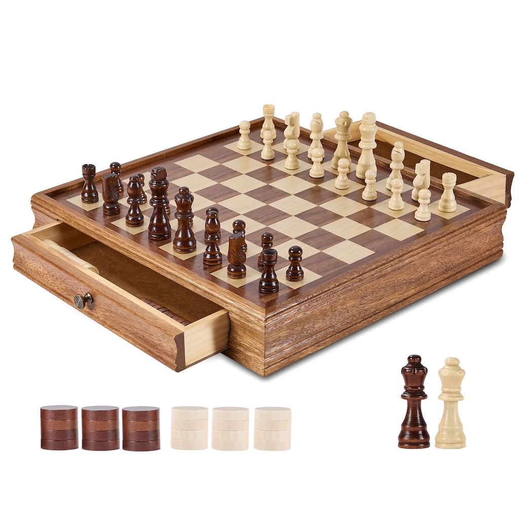 VEVOR Wood Chess Set Chess Checkers Game Set for Adults Kids Tournament Professional Beginner