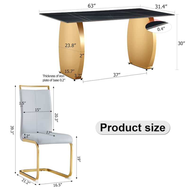 Modern Dining Set with Sintered Stone Table & PU High Back Chairs