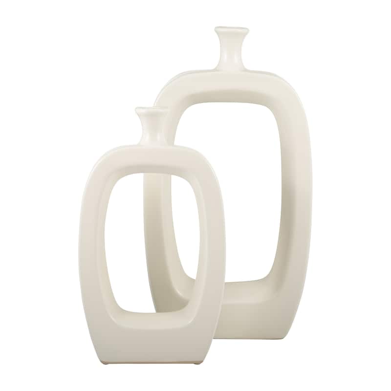 Sagebrook Home Modern Coastal Cut Out Ceramic Bud Vase