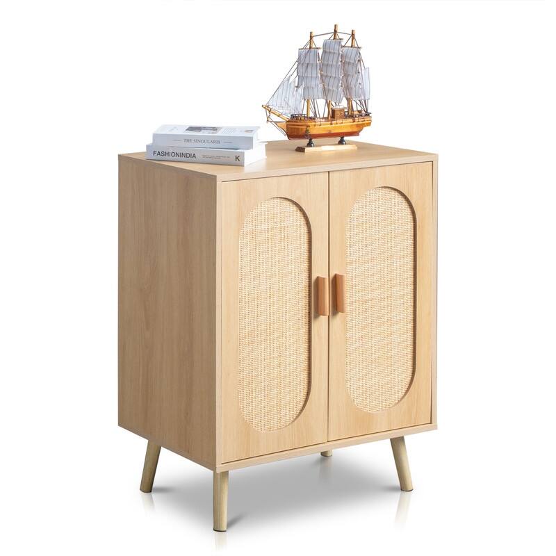 Shoe Cabinet with Double Doors Wooden Floor Bathroom Storage Cabinet