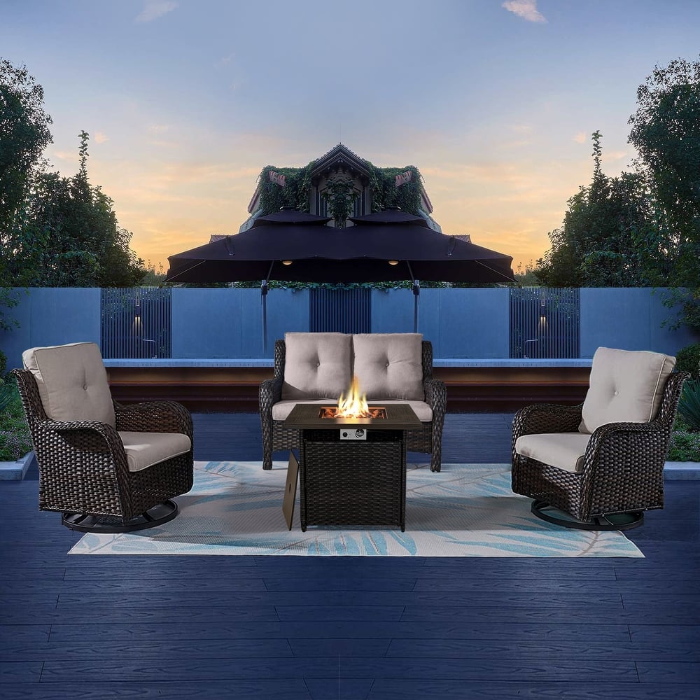 Gymojoy Loveseat Sofa Swivel Chairs with Fire Pit Table