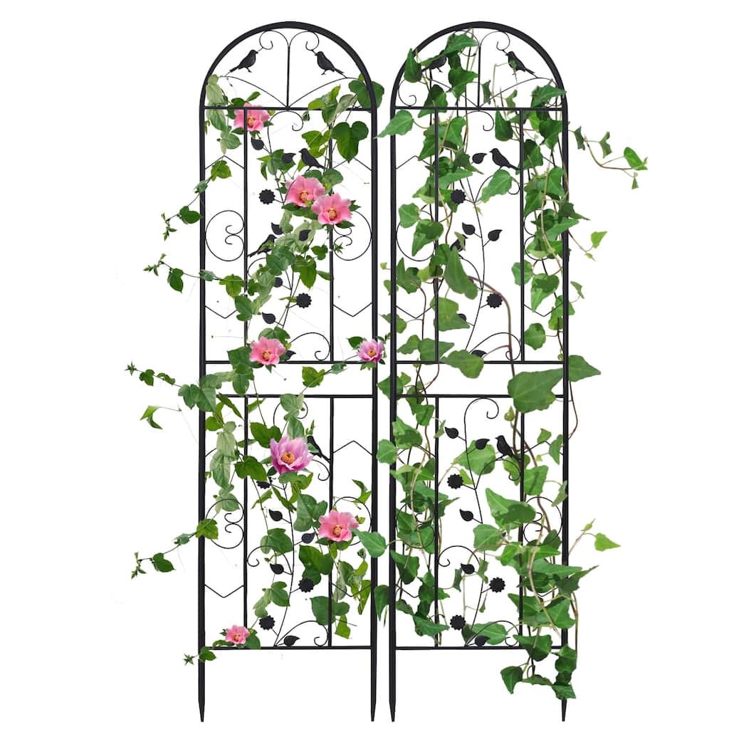 Tall Decorative Garden Fences Metal Garden Trellis Climbing (Set of 2) - 19.7x82.7 inch