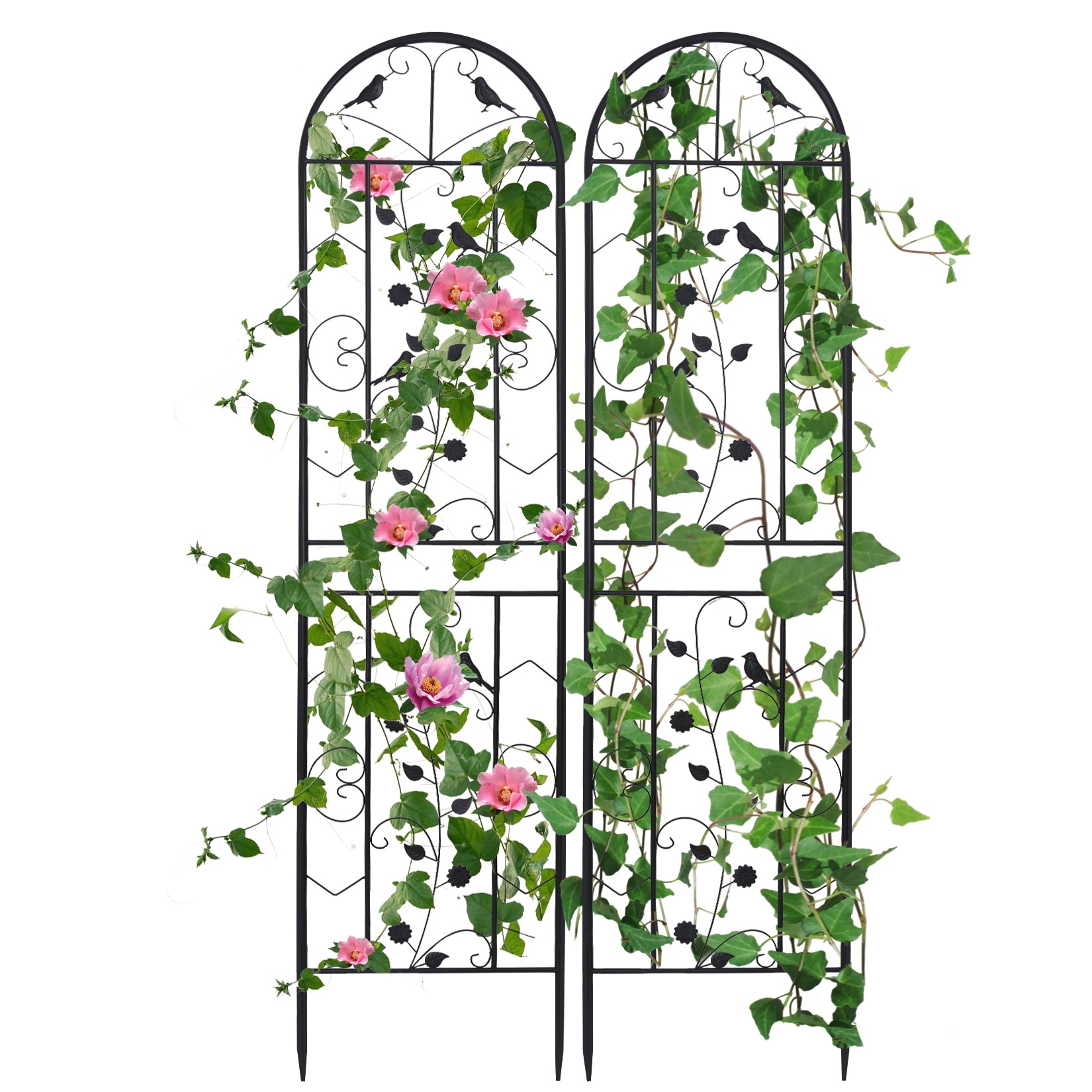 Tall Decorative Garden Fences Metal Garden Trellis Climbing (Set of 2) - 19.7x82.7 inch
