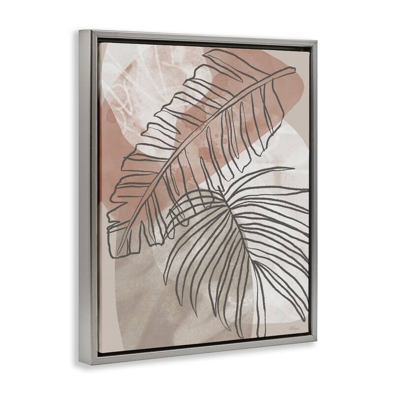 Stupell Tropical Earth Tone Leaves Framed Floater Canvas Wall Art Design By Cat Thurman Designs