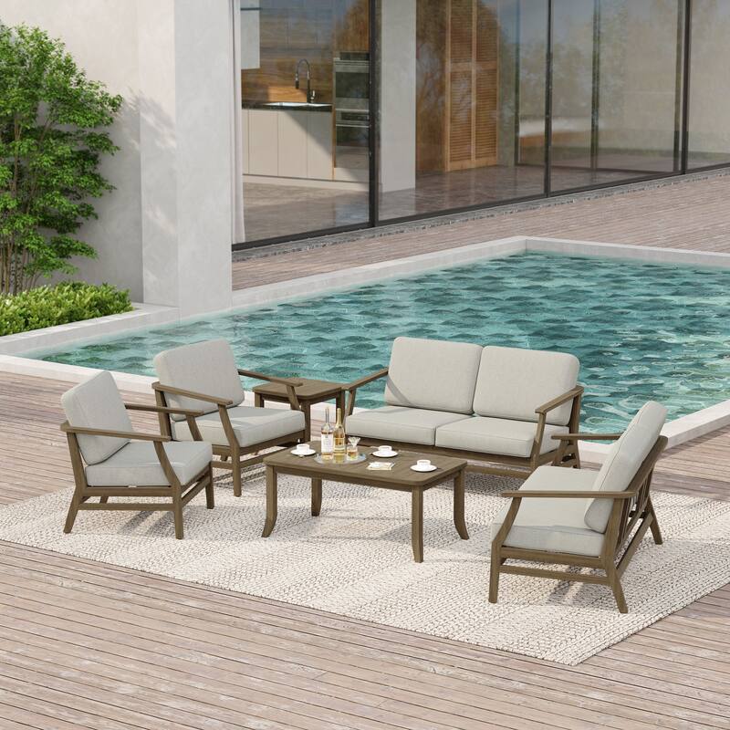 Large Outdoor Conversation Set with Patio Chairs, Loveseat, Tables