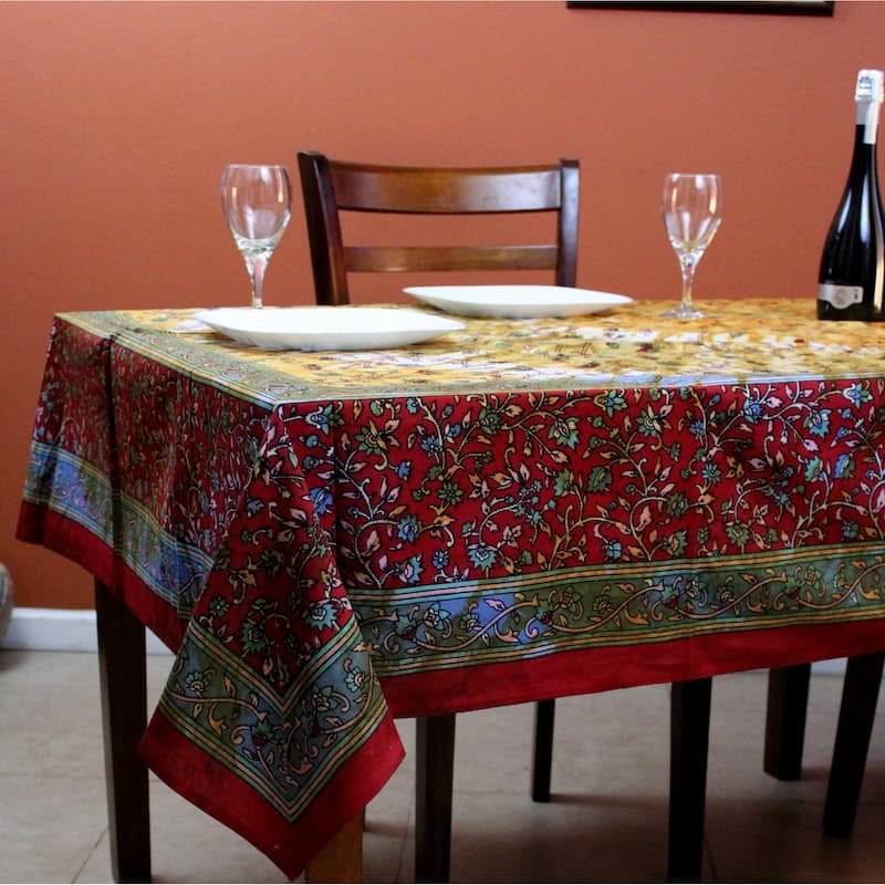 Cotton Floral Tie Dye Tablecloth Rectangle - 70 x 104 in