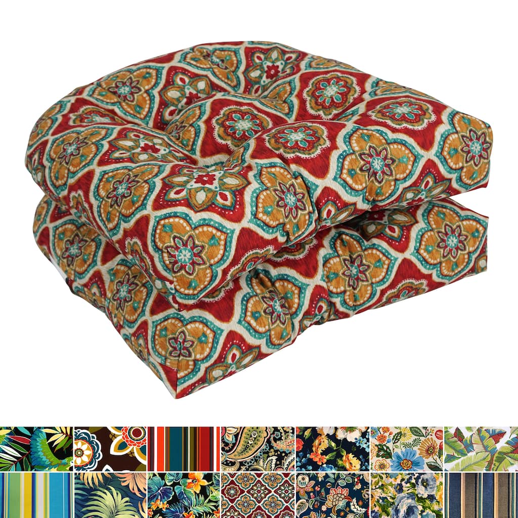 19-inch Rounded Back Indoor/Outdoor Chair Cushions (Set of 2)