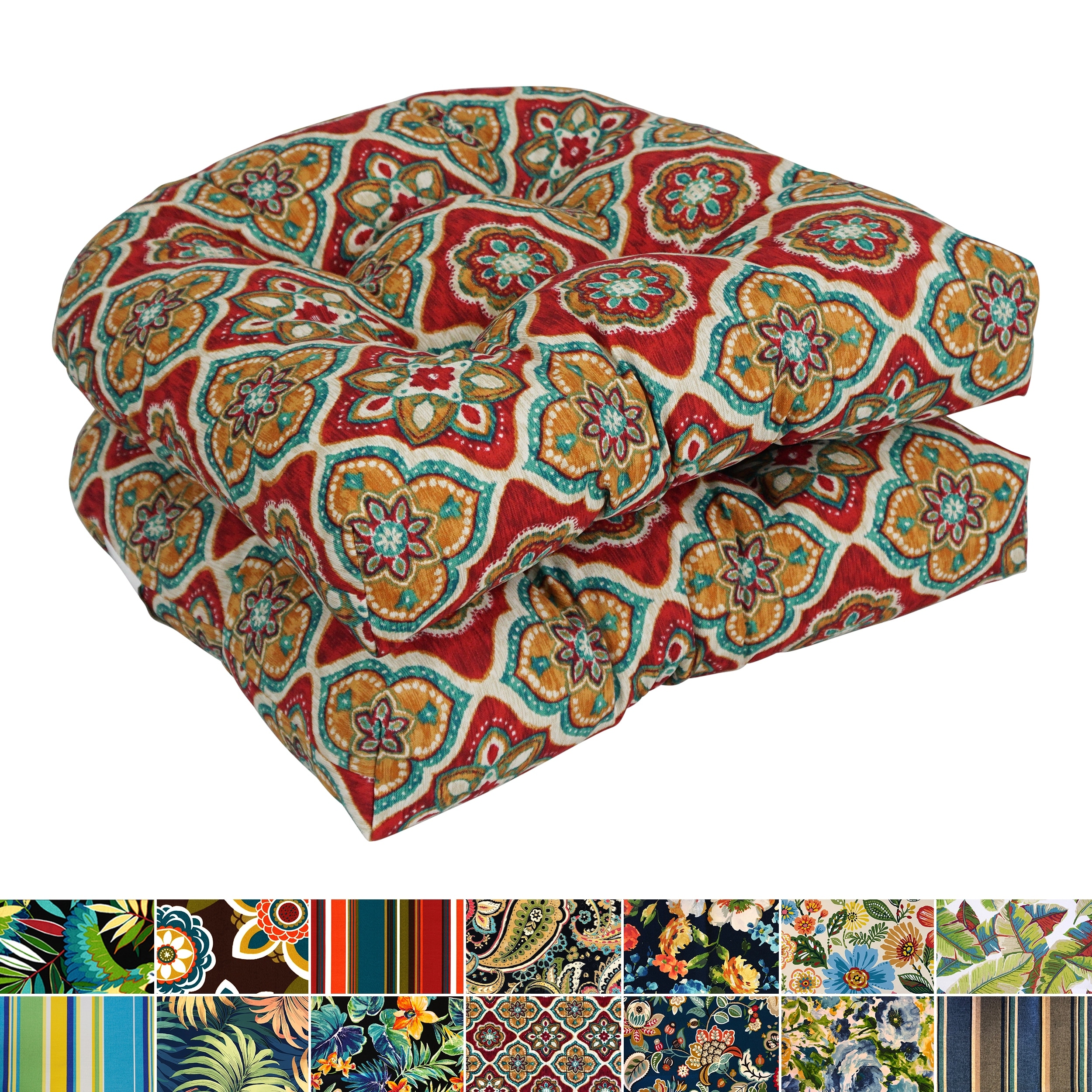 19-inch Rounded Back Indoor/Outdoor Chair Cushions (Set of 2)