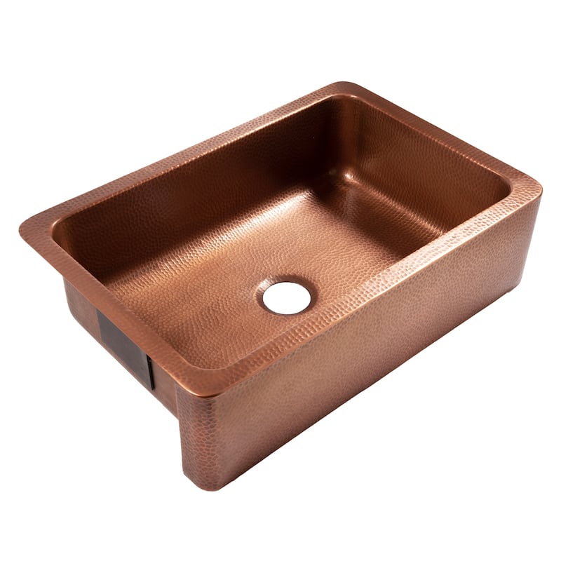 Adams Copper 33" Single Bowl Farmhouse Apron Front Undermount Kitchen Sink