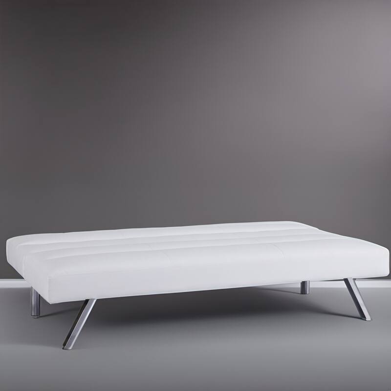 Convertible Faux Leather Futon Sofa Bed - Modern Folding Reclining Couch with Chrome Legs for Small Spaces