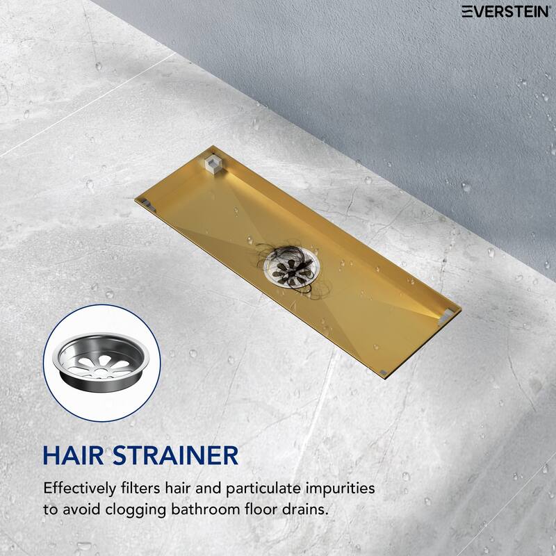 12-inch Linear Shower Drain With Solid Cover in Stainless Steel